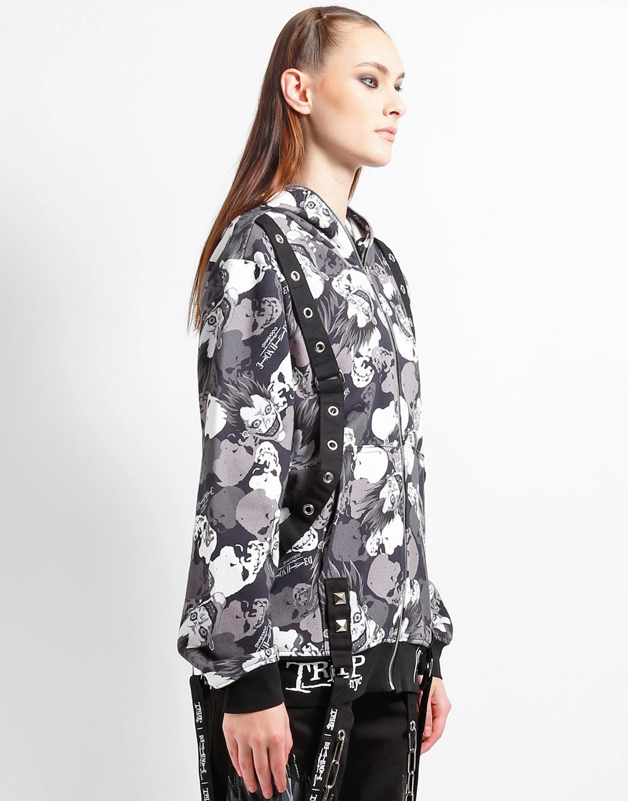 TRIPP NYC X DEATH NOTE - RYUK SKULL CAMO FULL ZIP HOODIE Trendy Sweater