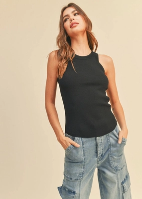 FlatlockSeams Tucker Classic Ribbed Tank - Black