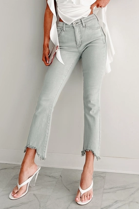 Classic Casual Tulsa Mid Rise Tummy Control Special A Kick Flare Jeans (Light Grey)