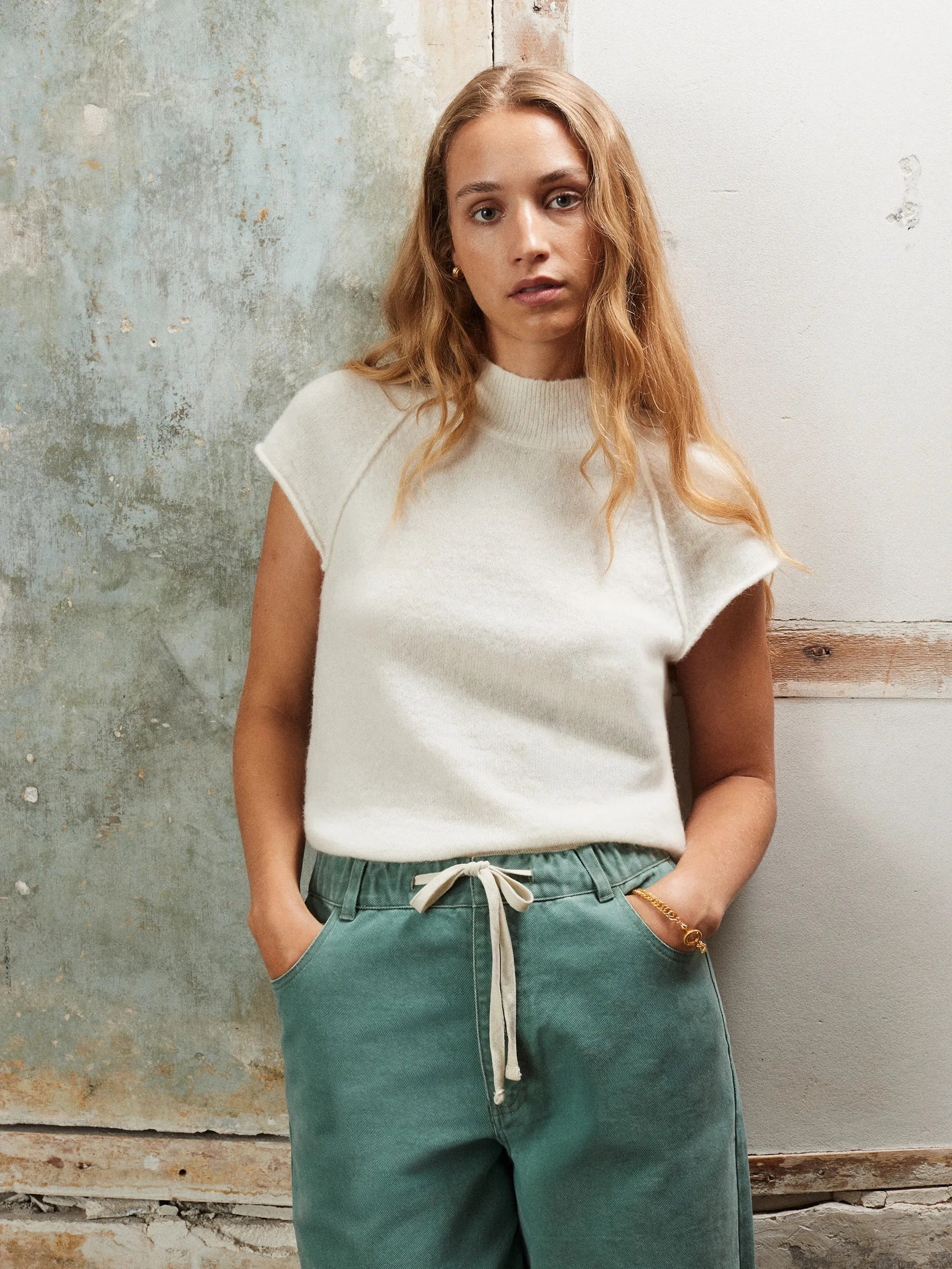 Turtleneck Knit Top with Wool and Alpaca Stretch Fabric MinimalistDesign