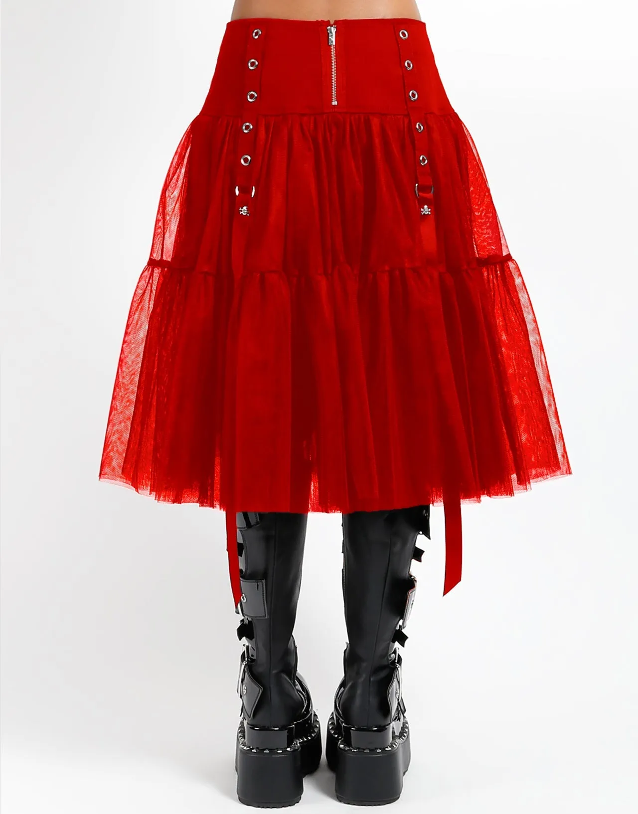 TUTU RIBBON TULLE SKIRT RED Light Wear Fit Comfort Style