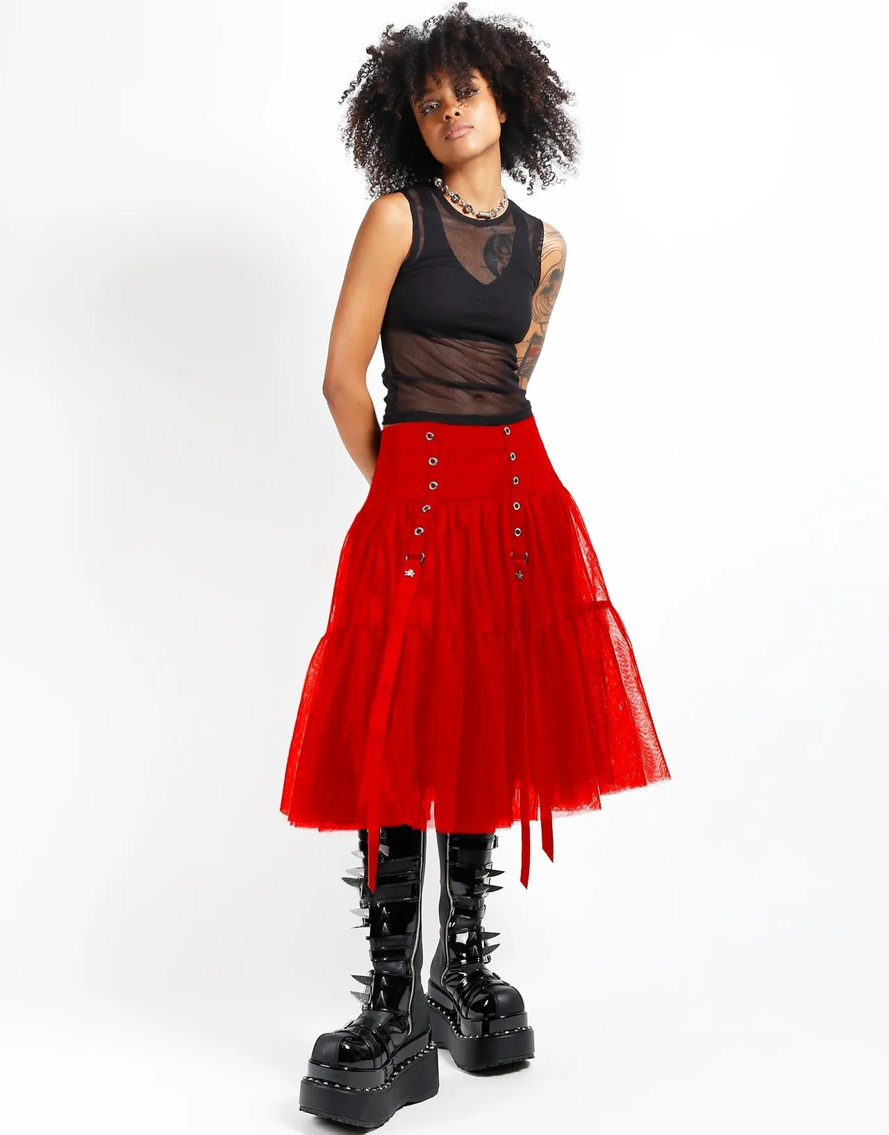 No Wrinkle No Bunching TUTU RIBBON TULLE SKIRT RED