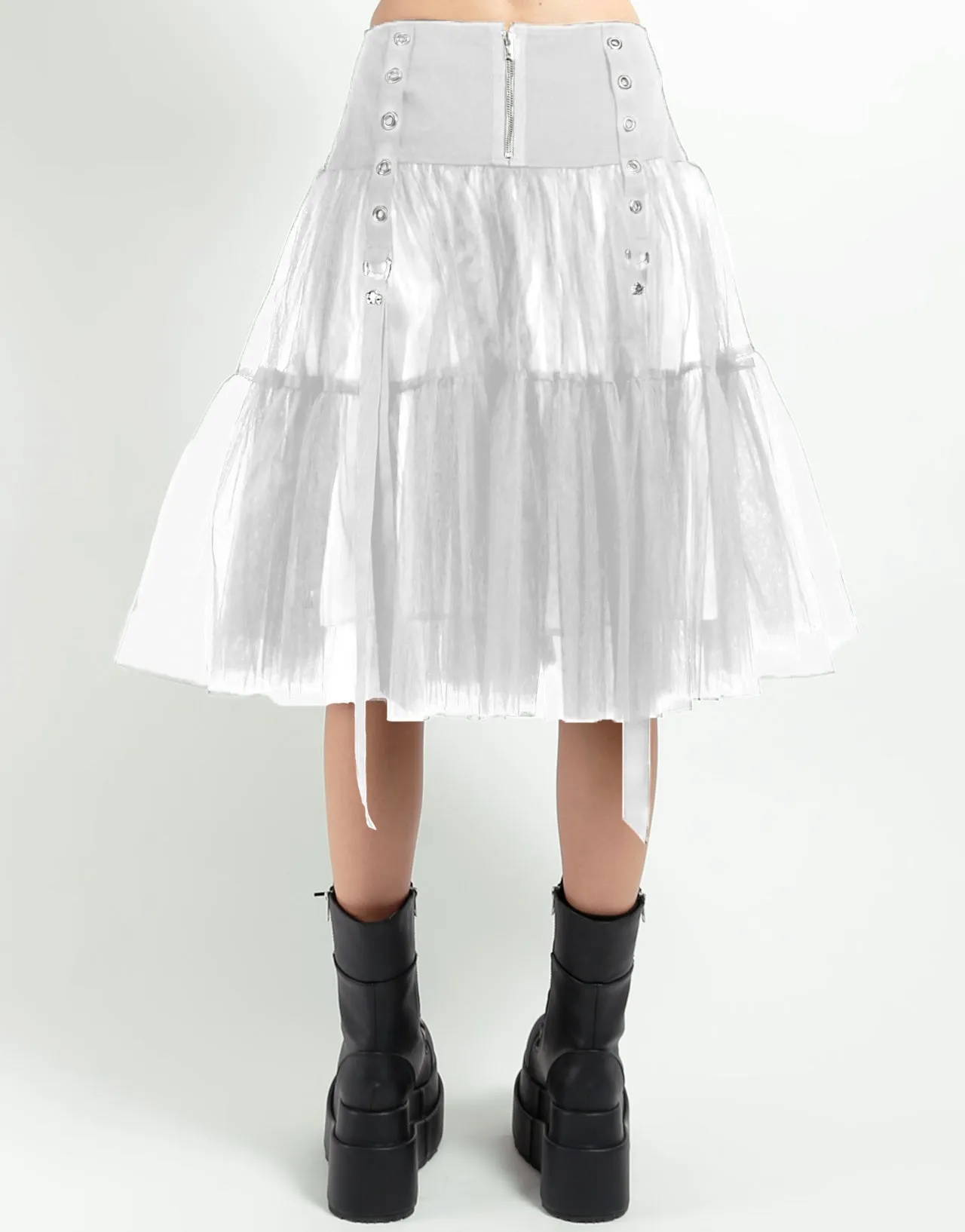 TUTU RIBBON TULLE SKIRT WHT Core Style Commuter Fit