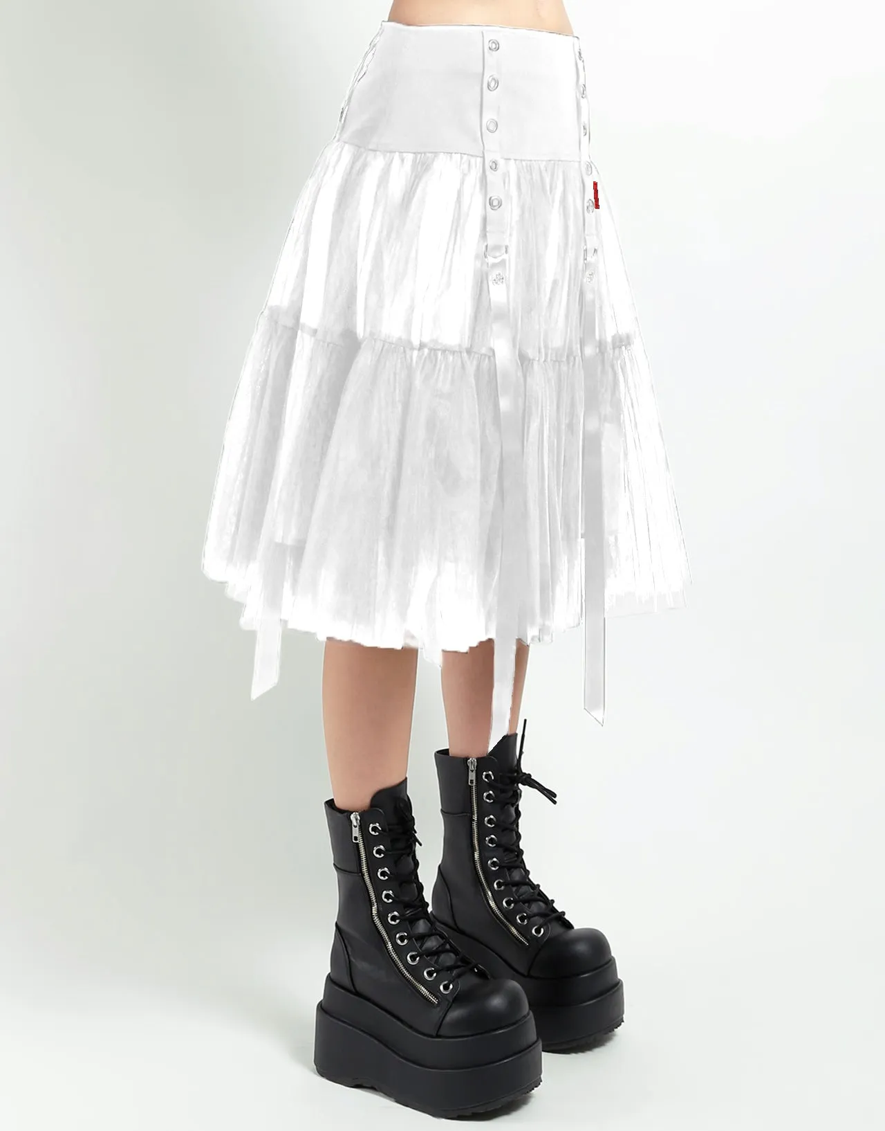 Eco Friendly Dye Process SoftCottonBlend TUTU RIBBON TULLE SKIRT WHT