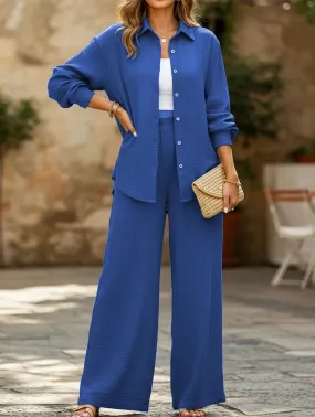 LightweightComfort two-piece shirt and straight pants suit