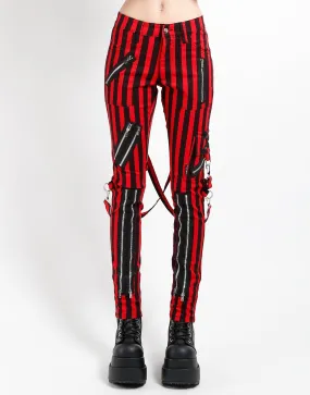 CLASSIC SLIM LEG BONDAGE PANT MEDIUM BLK RED STRIPE Low-rise style breath easy
