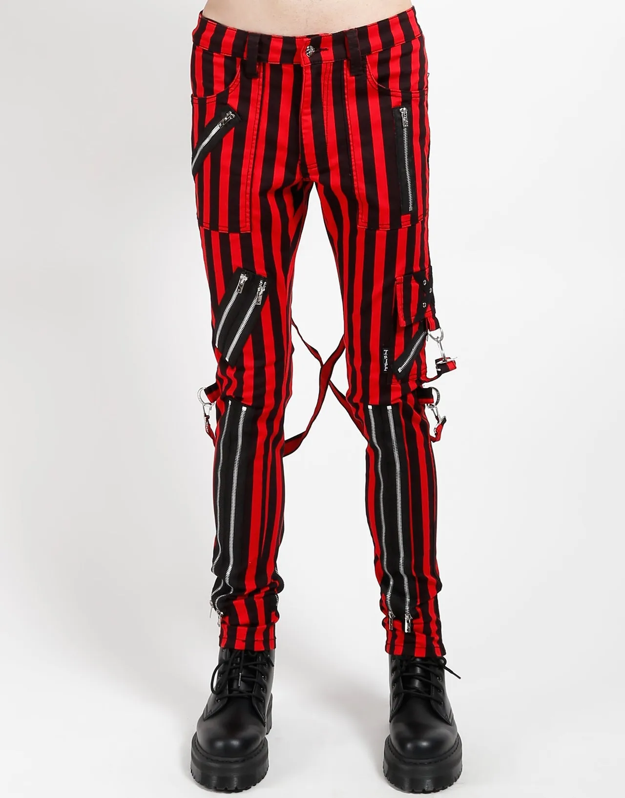 CLASSIC SLIM LEG BONDAGE PANT MEDIUM BLK RED STRIPE Breathable Wear Fit