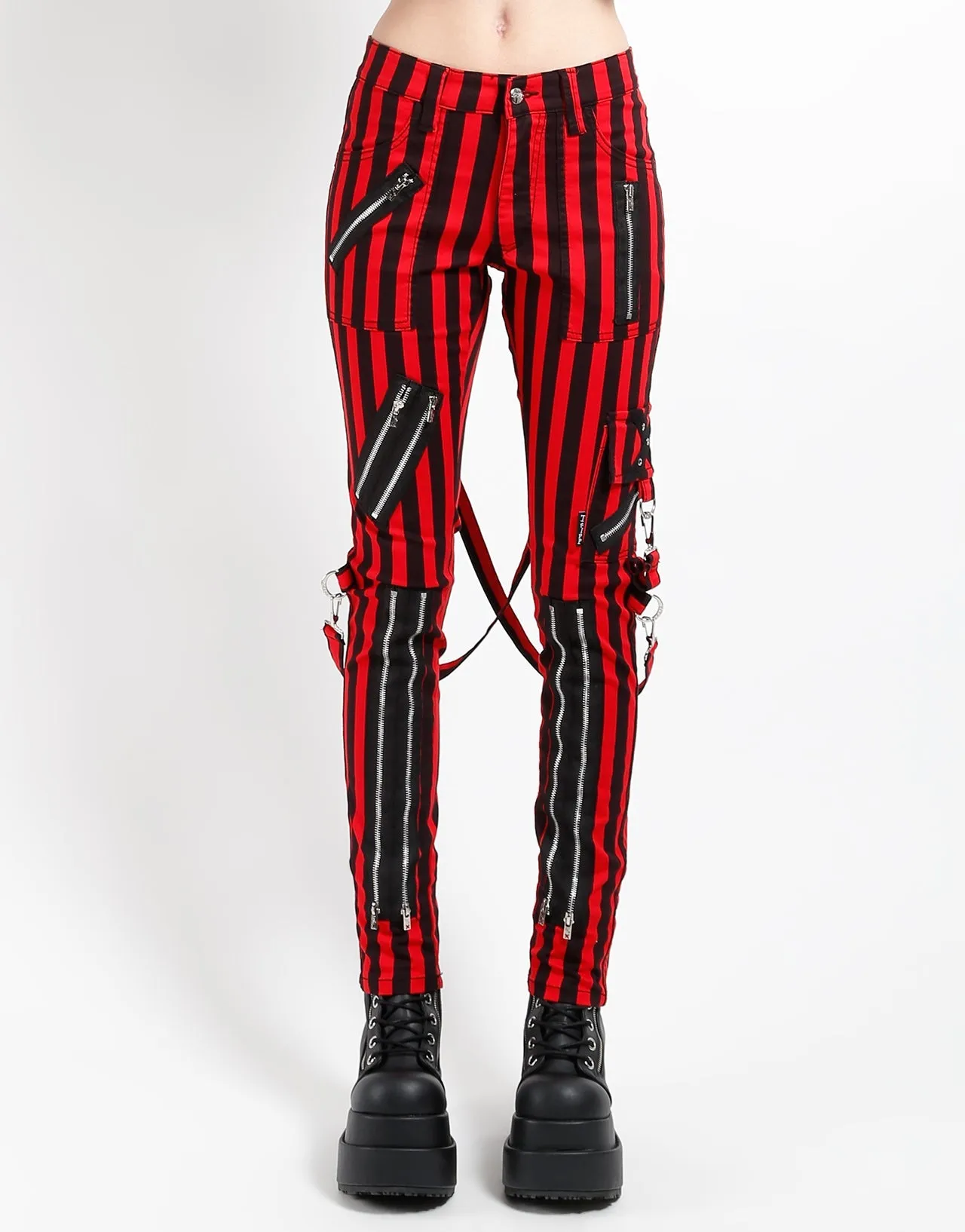 CLASSIC SLIM LEG BONDAGE PANT MEDIUM BLK RED STRIPE Smart Casual