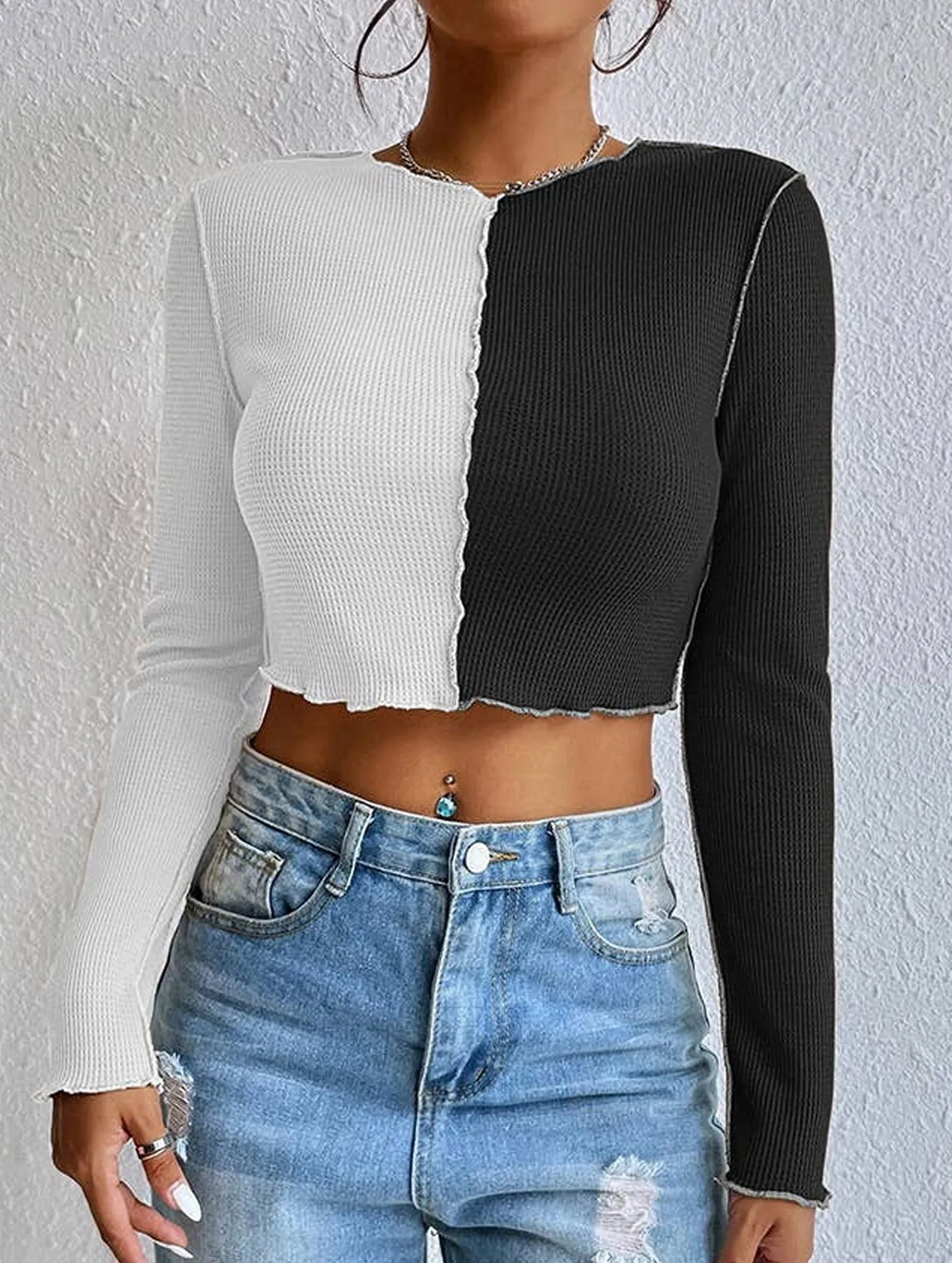 Seasonal Staple COLOR CONTRAST STITCHING STITCHING CAR TOP_CWTBLL0856