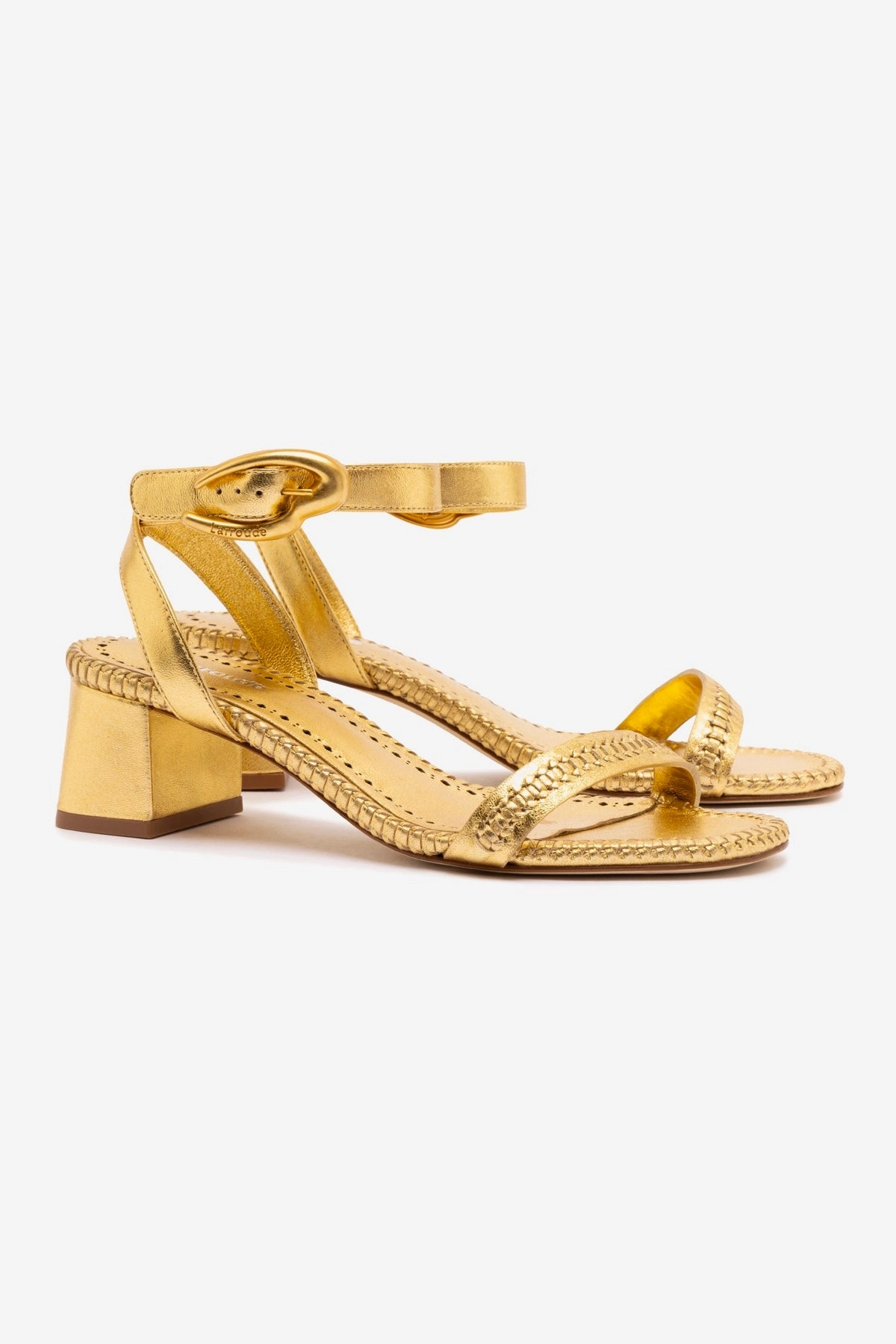 Verona Block Sandal In Gold Metallic Leather Post Gym