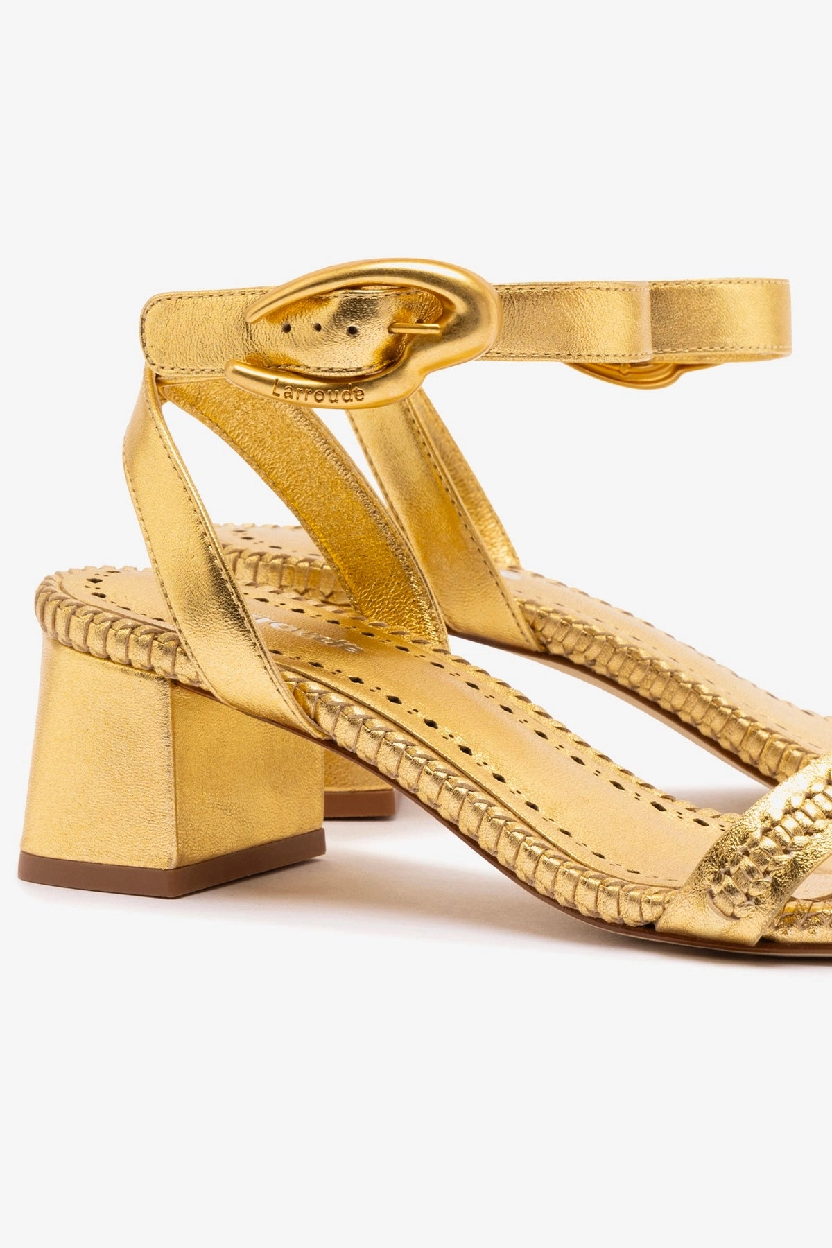 Verona Block Sandal In Gold Metallic Leather Shock Diffusion