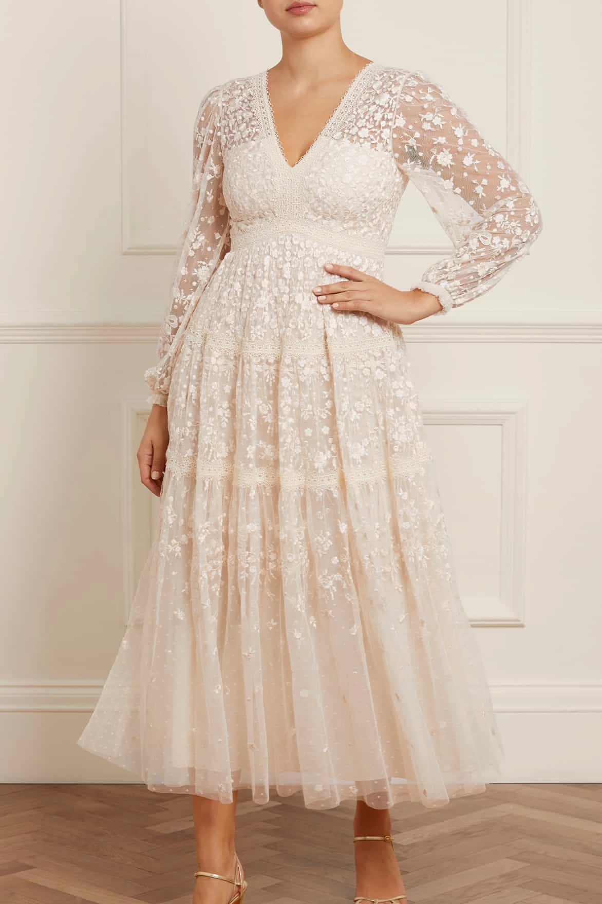 Celestia Ribbon Ankle Gown Lounge Texture Minimalist-Style