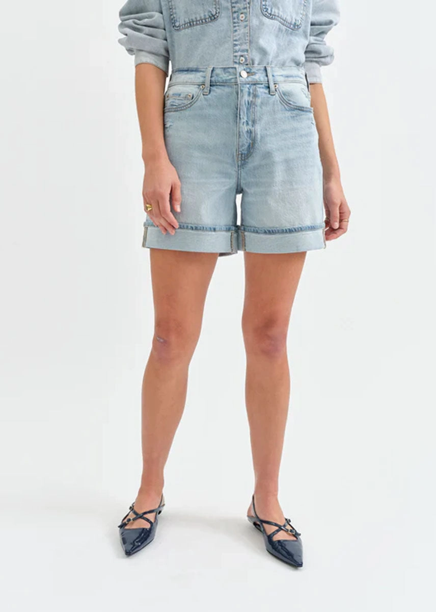 Easy Rider Mid-Rise Denim Shorts - Dew Drop Sporty Fit Design Quick Access