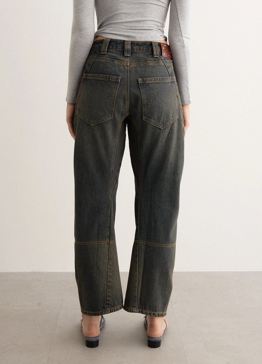 Eco Friendly Production Unisex Twisted Zipper Pocket Jeans