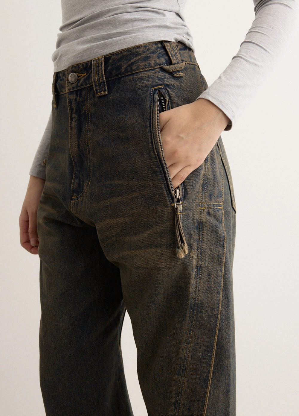 Unisex Twisted Zipper Pocket Jeans Timeless Fashion Eco Friendly Night Out