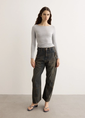 Unisex Twisted Zipper Pocket Jeans Minimalist Elegant Night Out Rainy Day