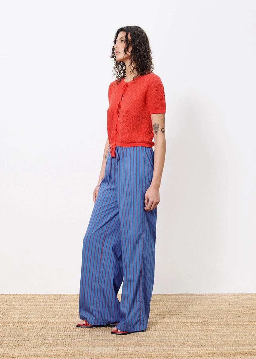 Edeline Striped Pants - Bleu Electrique Ventilated Mesh Lining Light Reflective Details