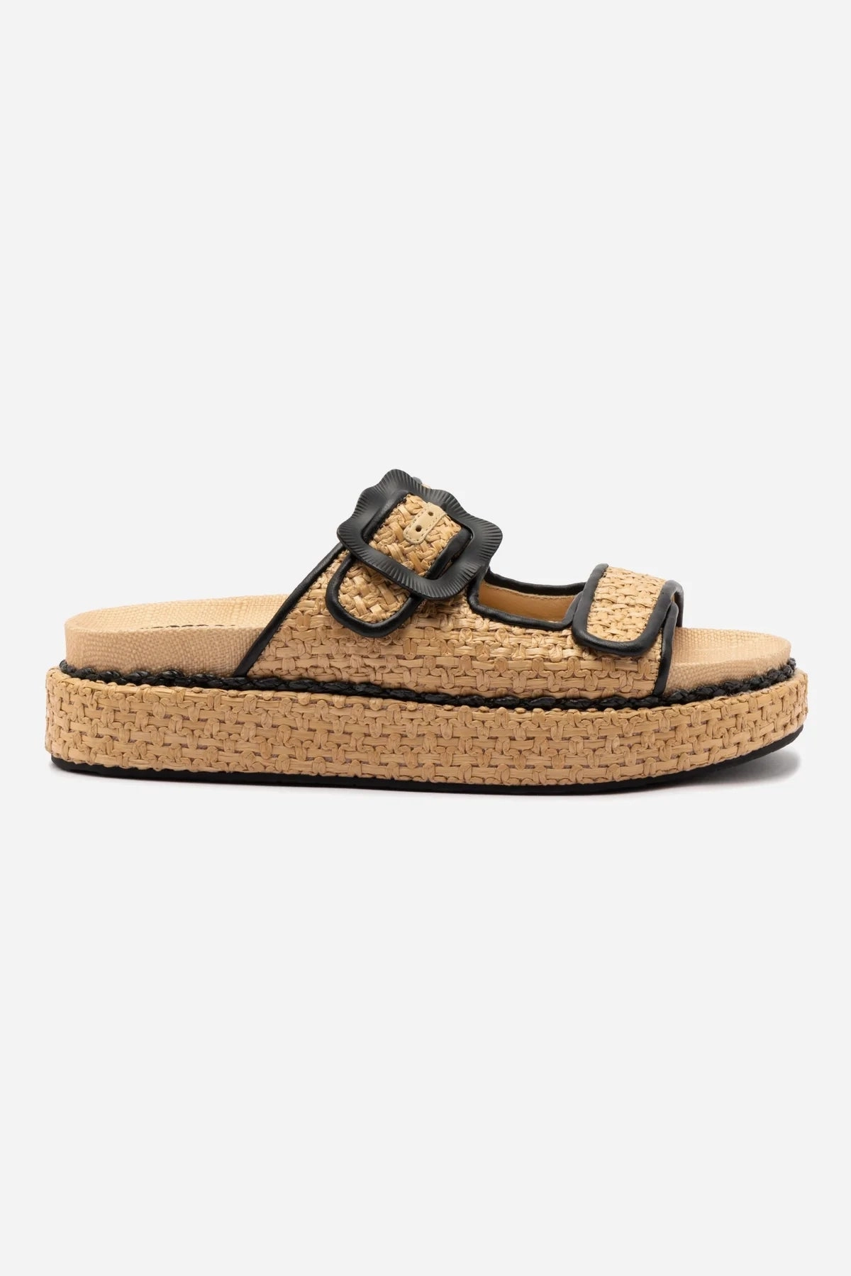 Maui Slide In Tapestry Natural Raffia and Black Trimming Lightweight Construction