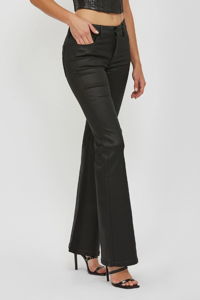 Responsible Denim Production Elaine Coated Mid Rise Flare Jean