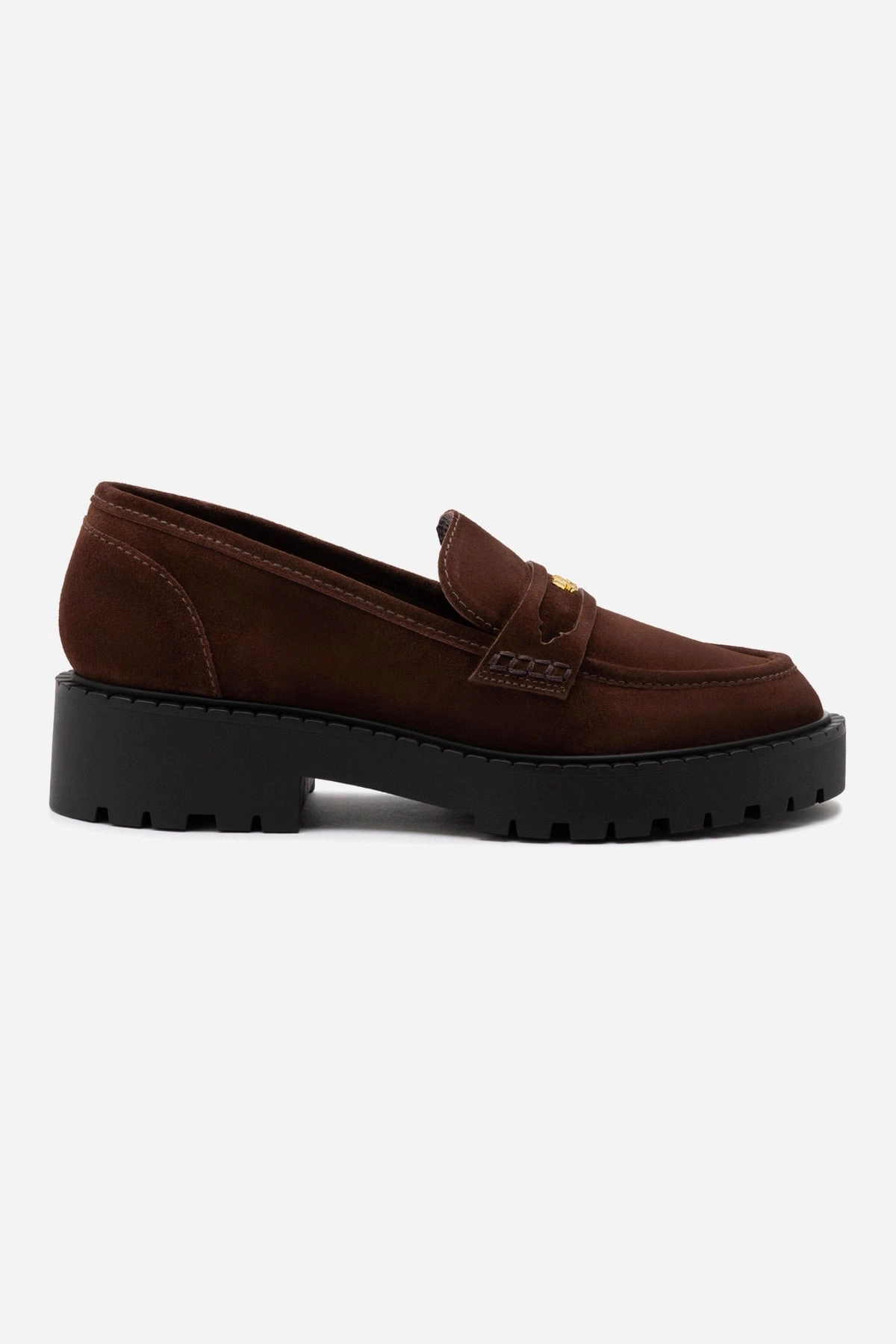 Bright Lane Suki Lugsole Loafer In Brown Suede