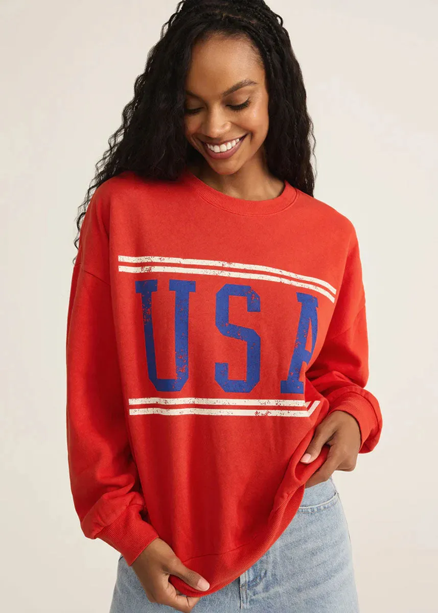 USA Sunday Sweatshirt - Cabana Red Comfort Knitwear Winter Fashion