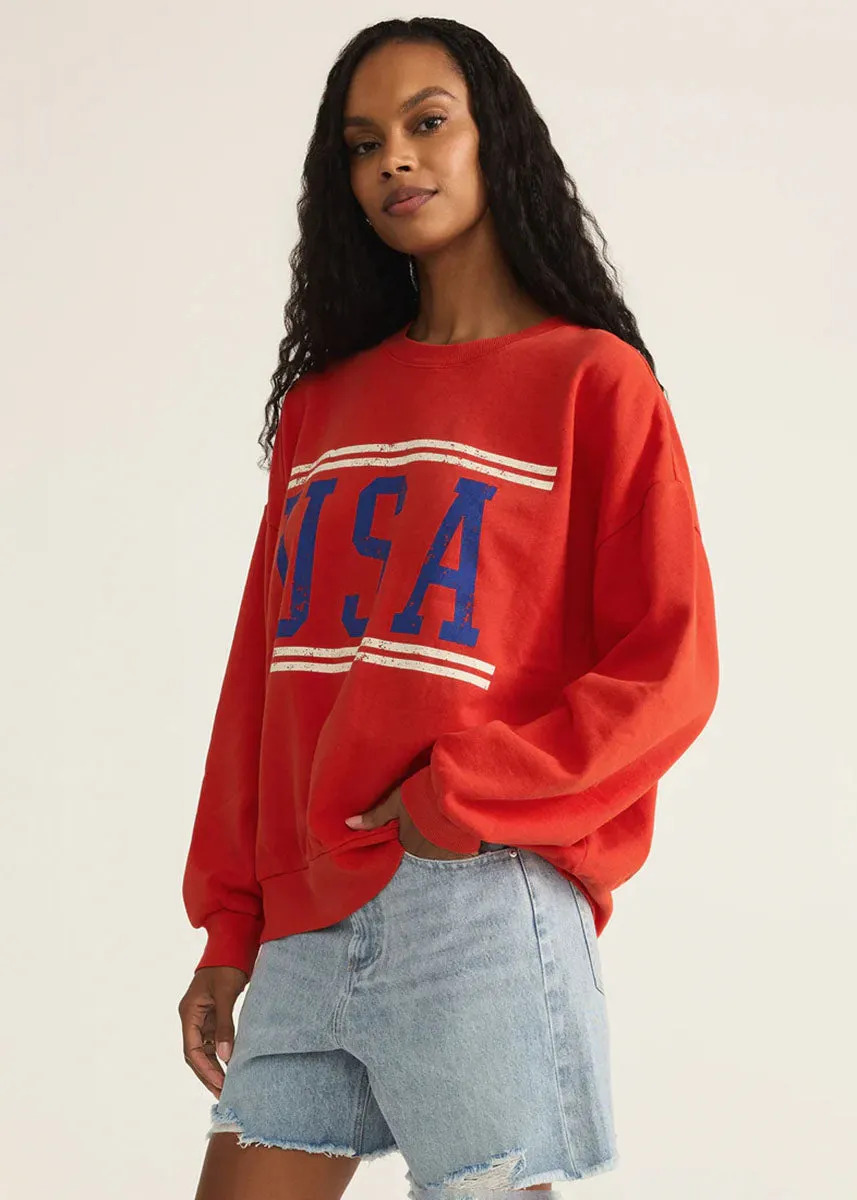 Wrinkle Resistant Textile USA Sunday Sweatshirt - Cabana Red