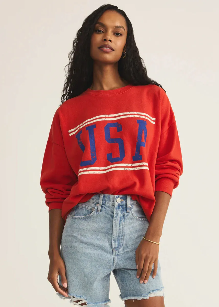 USA Sunday Sweatshirt - Cabana Red Snuggly Feel