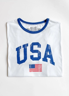 USA Ringer Tee Active Blouse Double Chest Pocket