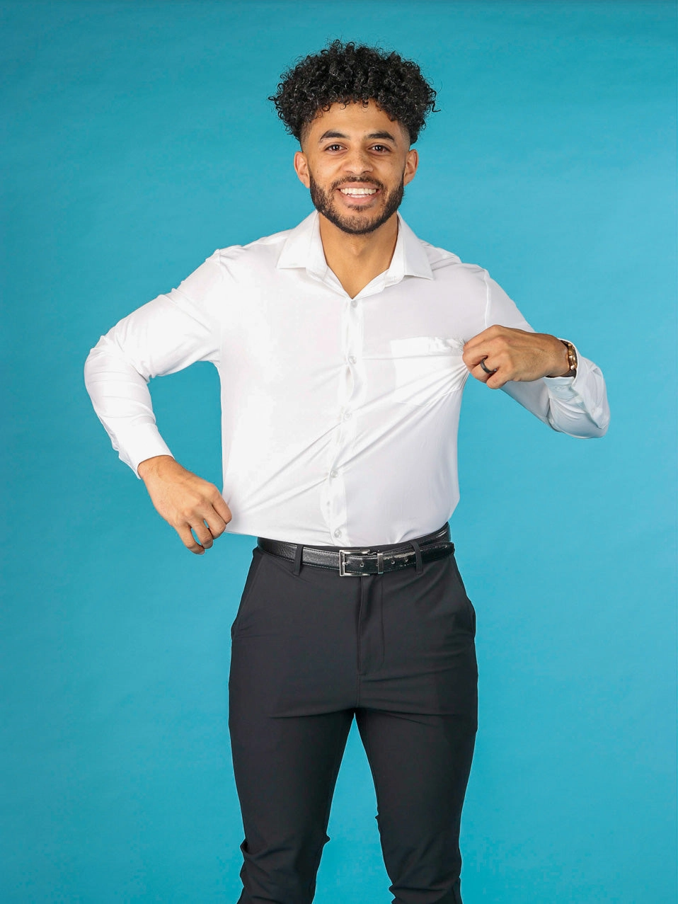 &Collar Range Long Sleeve Dress Shirt Slim stain resistant coating