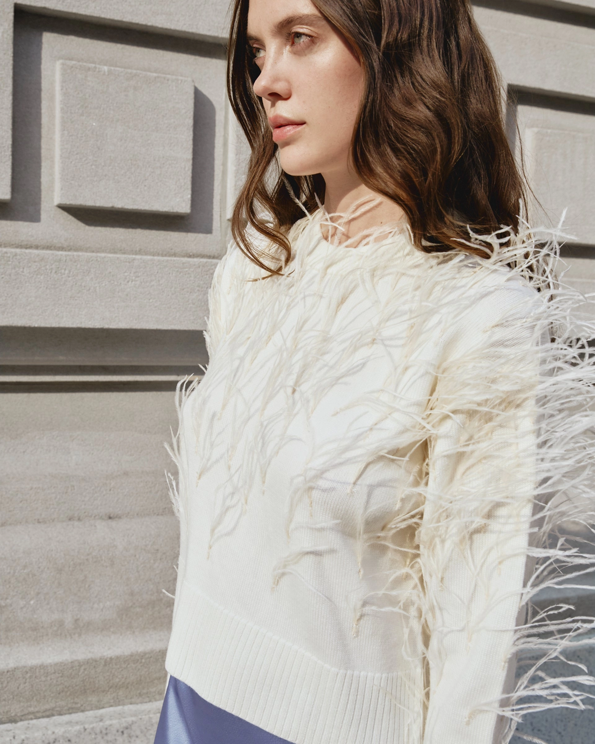 Ribbed Trim Layered Knit Structure Lexia Sweater