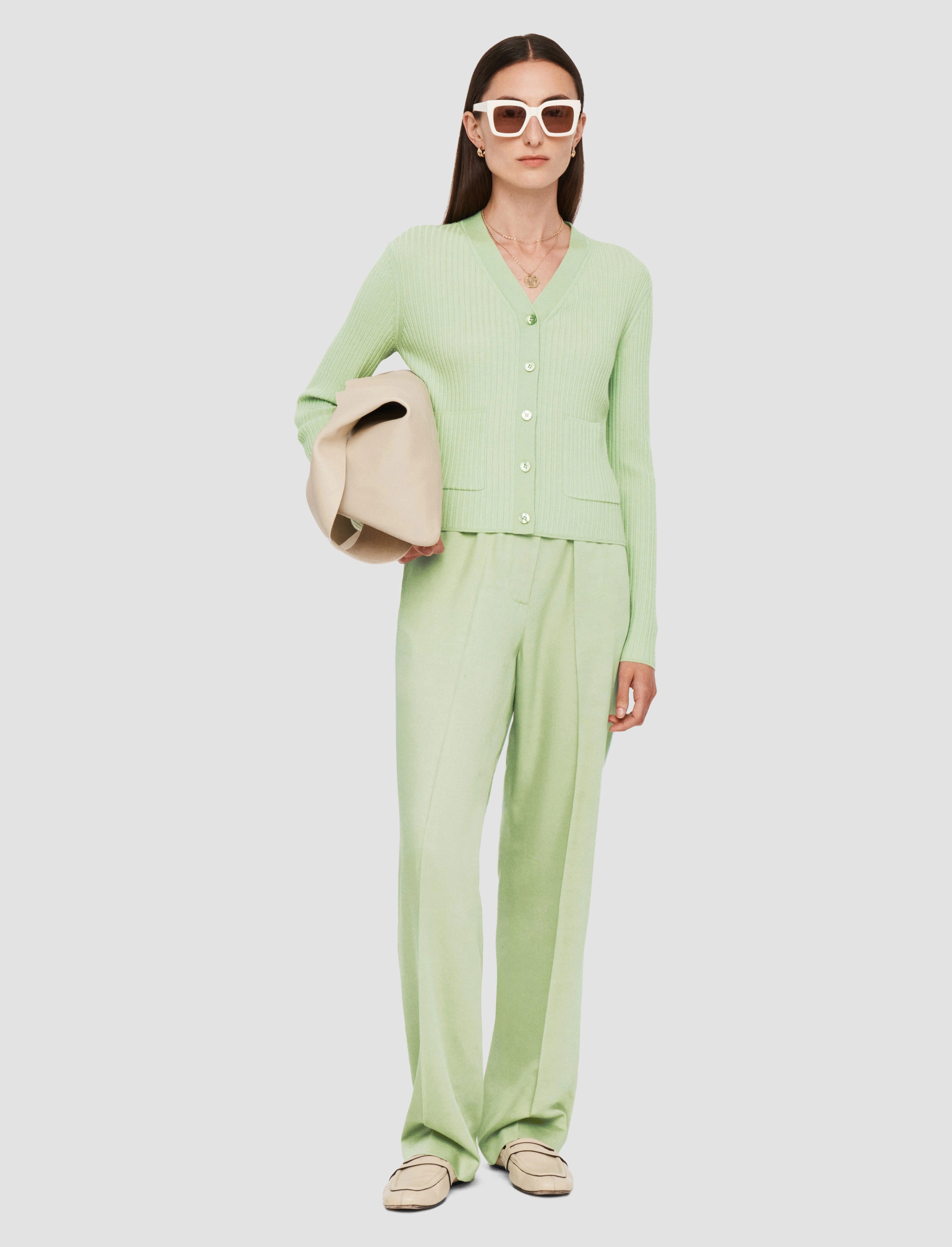 Fine Merino Rib Cardigan ReverseCoil Zipper Odor control