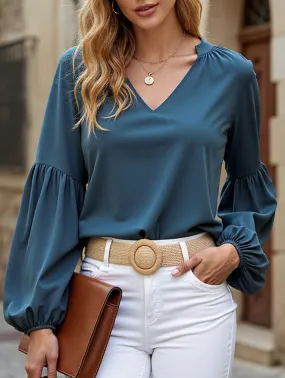 Quick Dry Tech V-neck pullover silk blouse