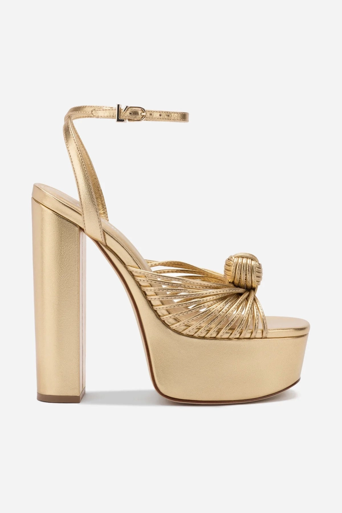 Valerie Platform Sandal In Gold Metallic Leather Easy on off Quick Grip