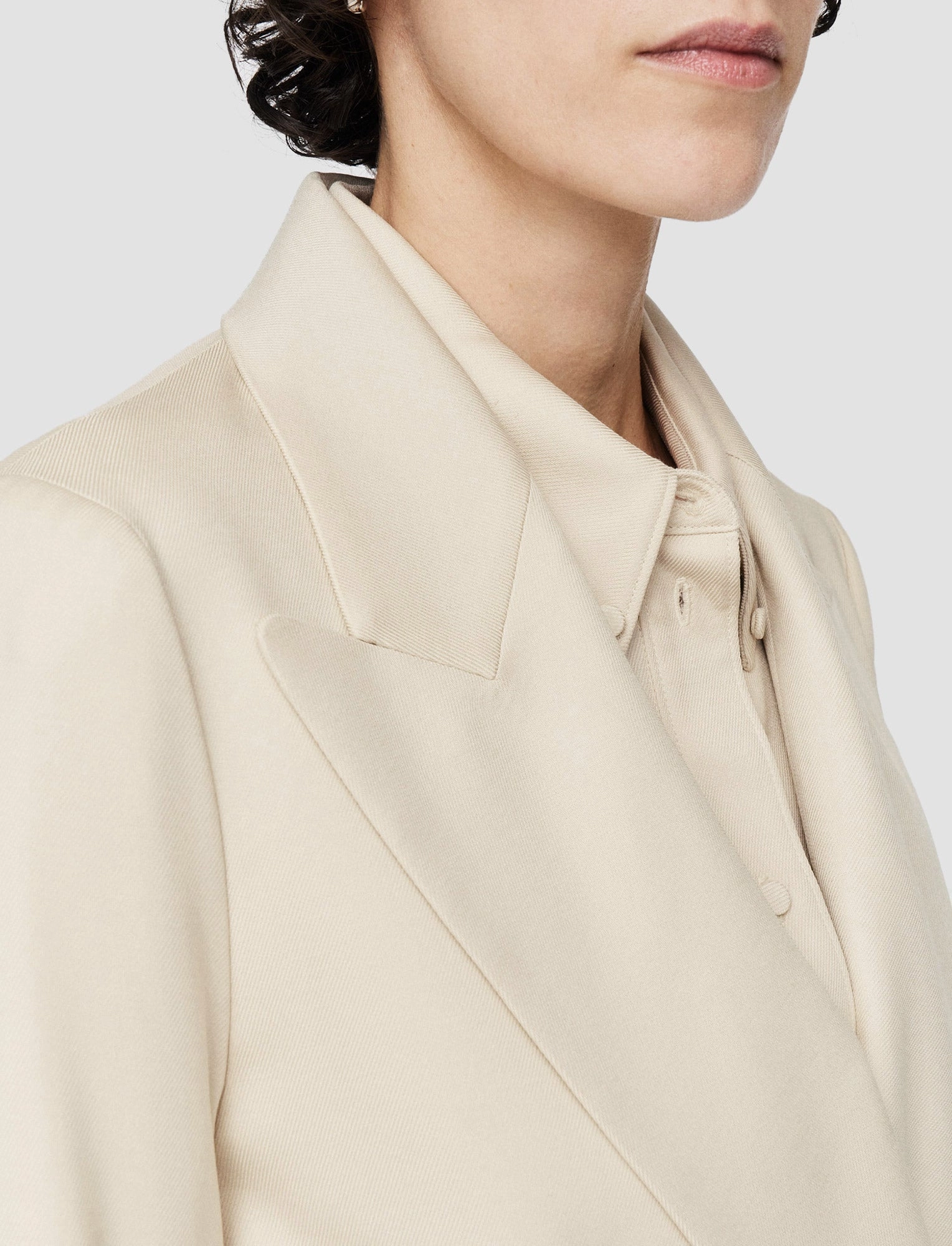 Interchangeable Collar System Viscose Twill Jaden Jacket