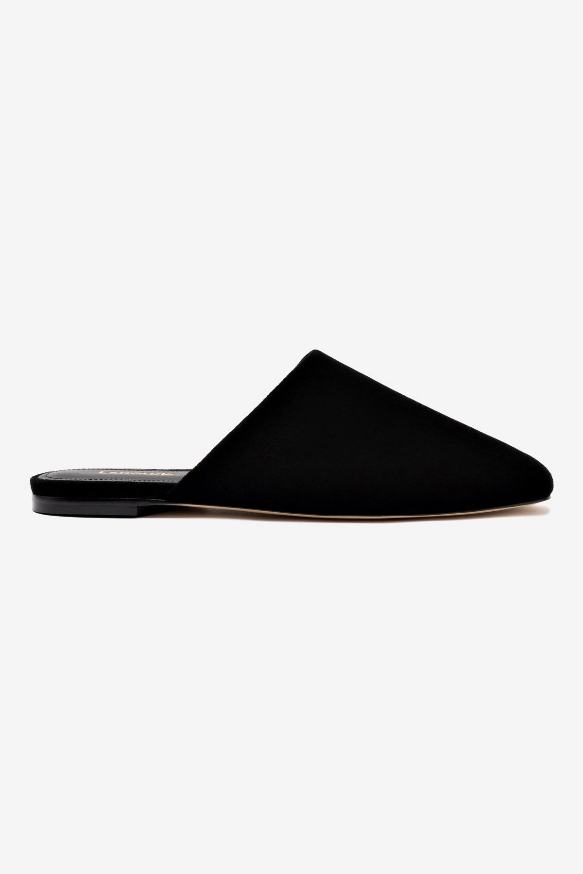 Roomy Toe Box Design Venice Flat Mule and Pouch Kit In Black Suede
