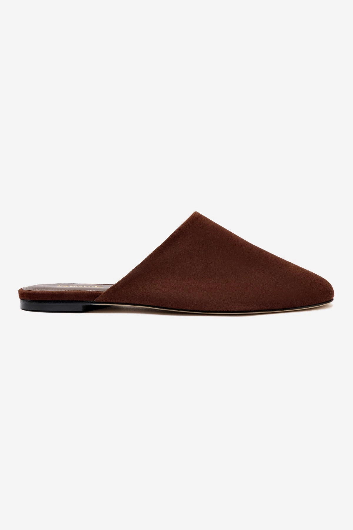 Minimalist Look Venice Flat Mule and Pouch Kit In Brown Suede