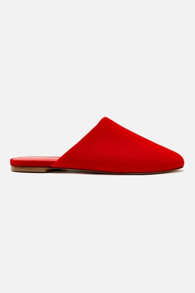 Hope Walk Venice Flat Mule and Pouch Kit In Scarlet Suede