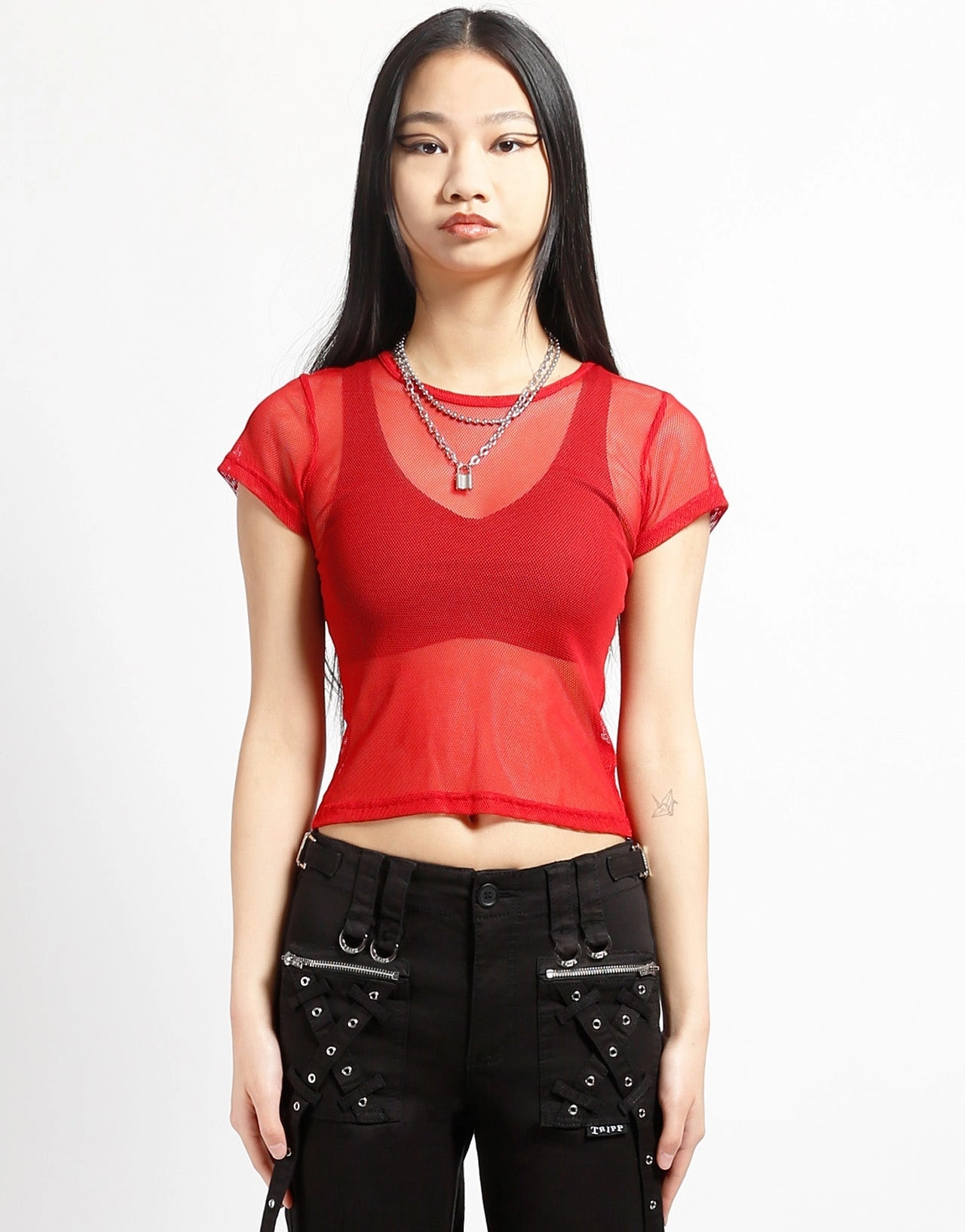 Soft Hoodie BABY TEE FISHNET RED