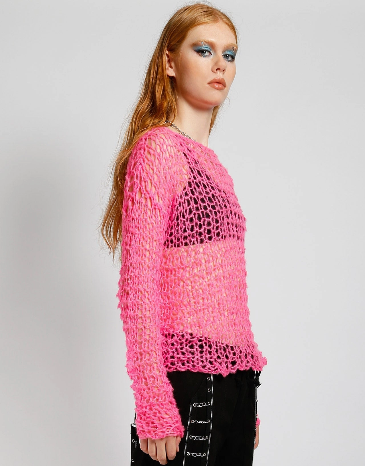 Stretch Fit Top NonRestrictive Cut HOLY PUNK SWEATER PINK
