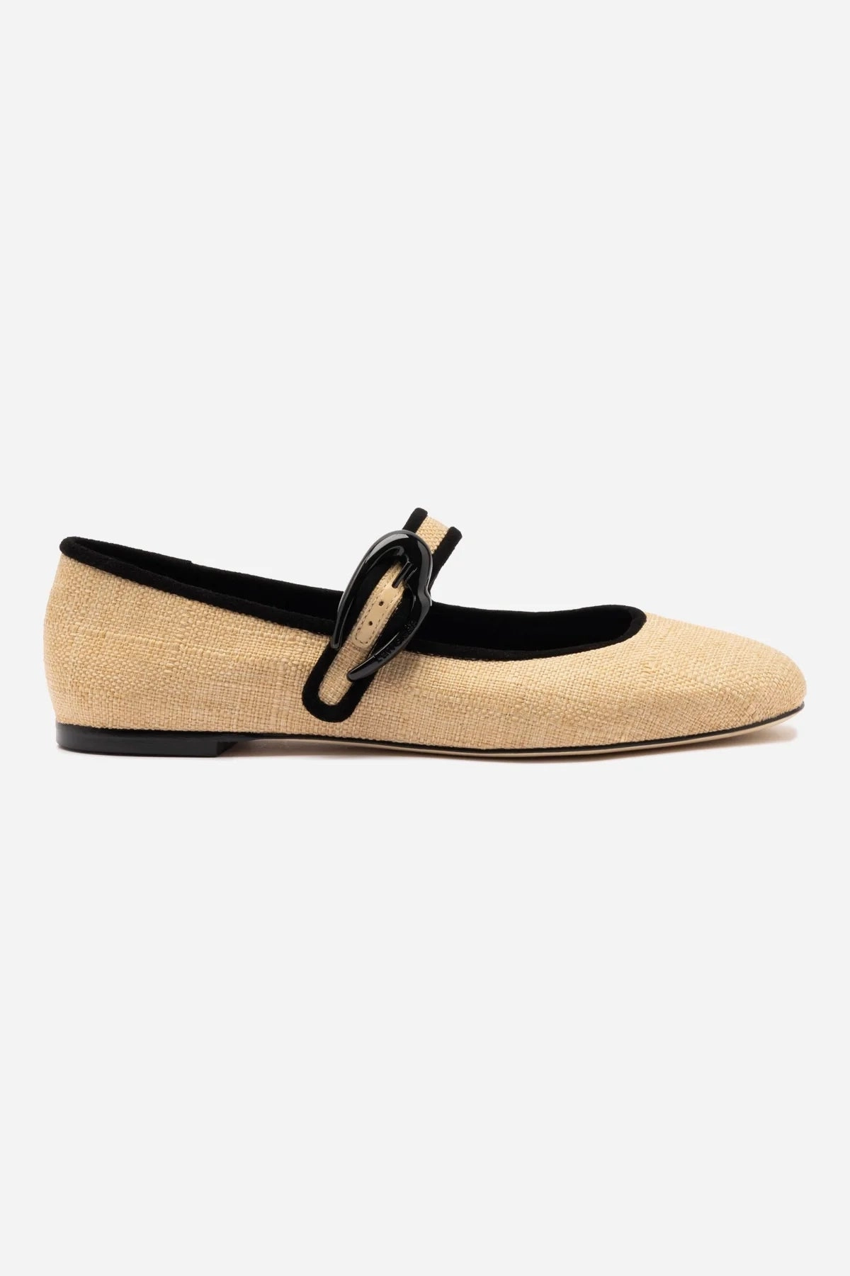Verona Ballet Flat In Beige Raffia and Black Trimming Minimalist Vibe Street Smart