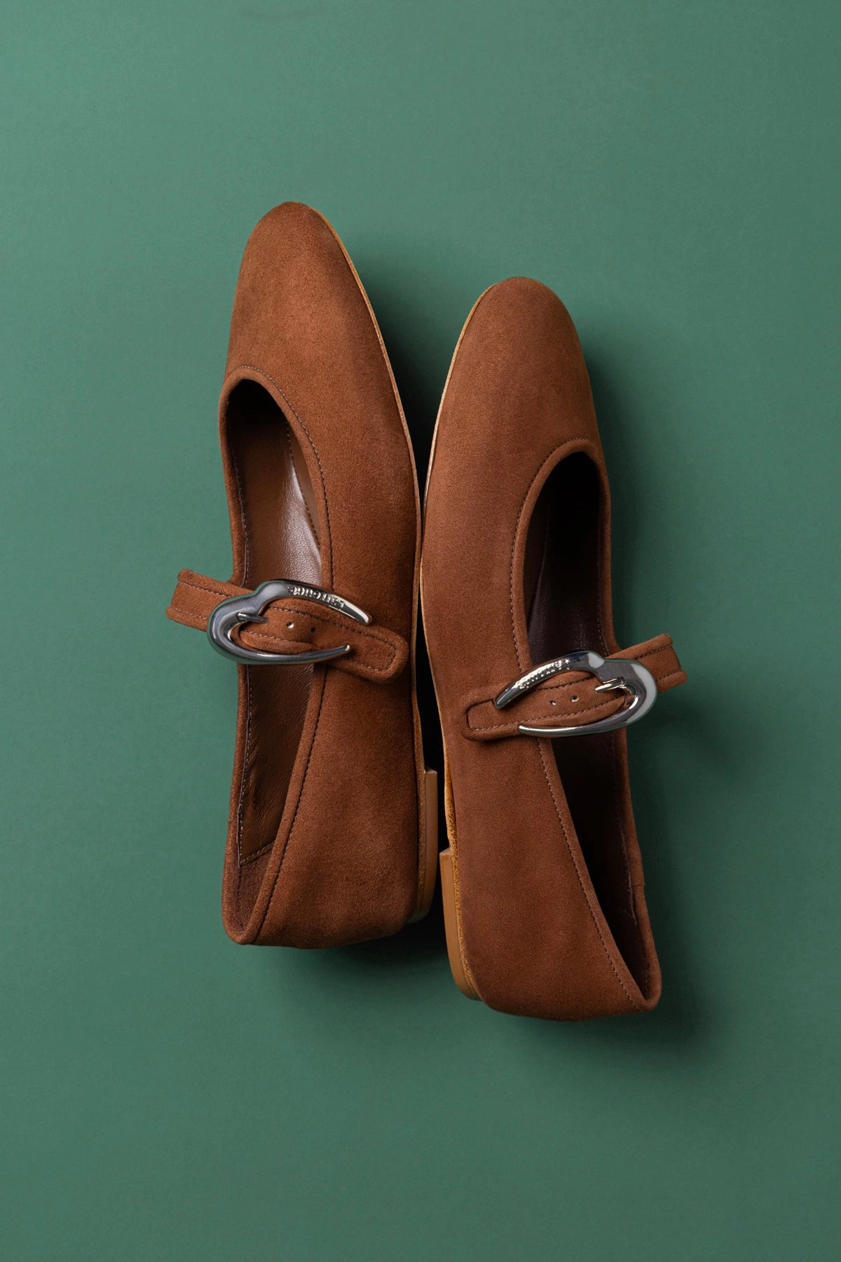 Secure Step High Glow Verona Ballet Flat In Burnt Umber Suede