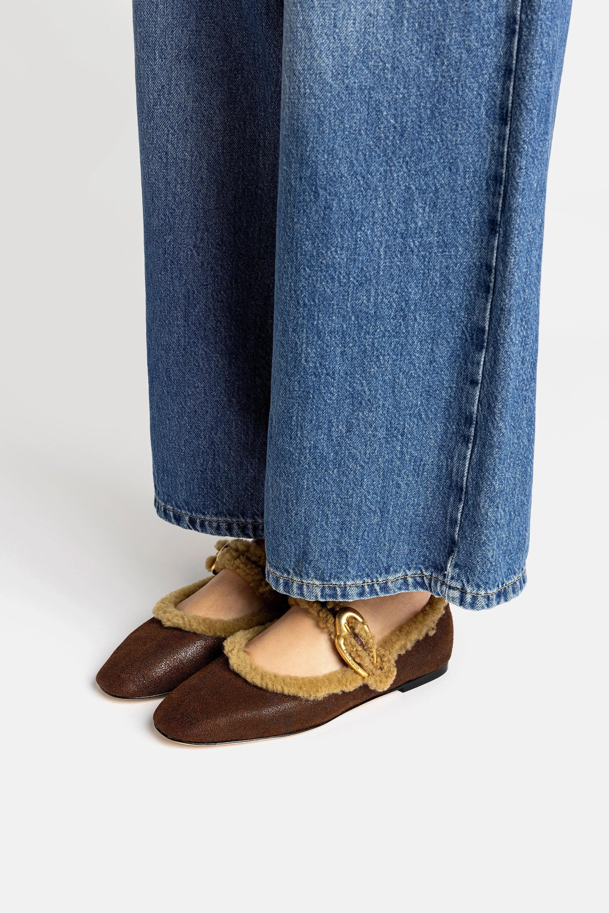 Verona Ballet Flat In Cocoa Leather And Natural Shearling Star Camp Easy-to-Wear Shoes