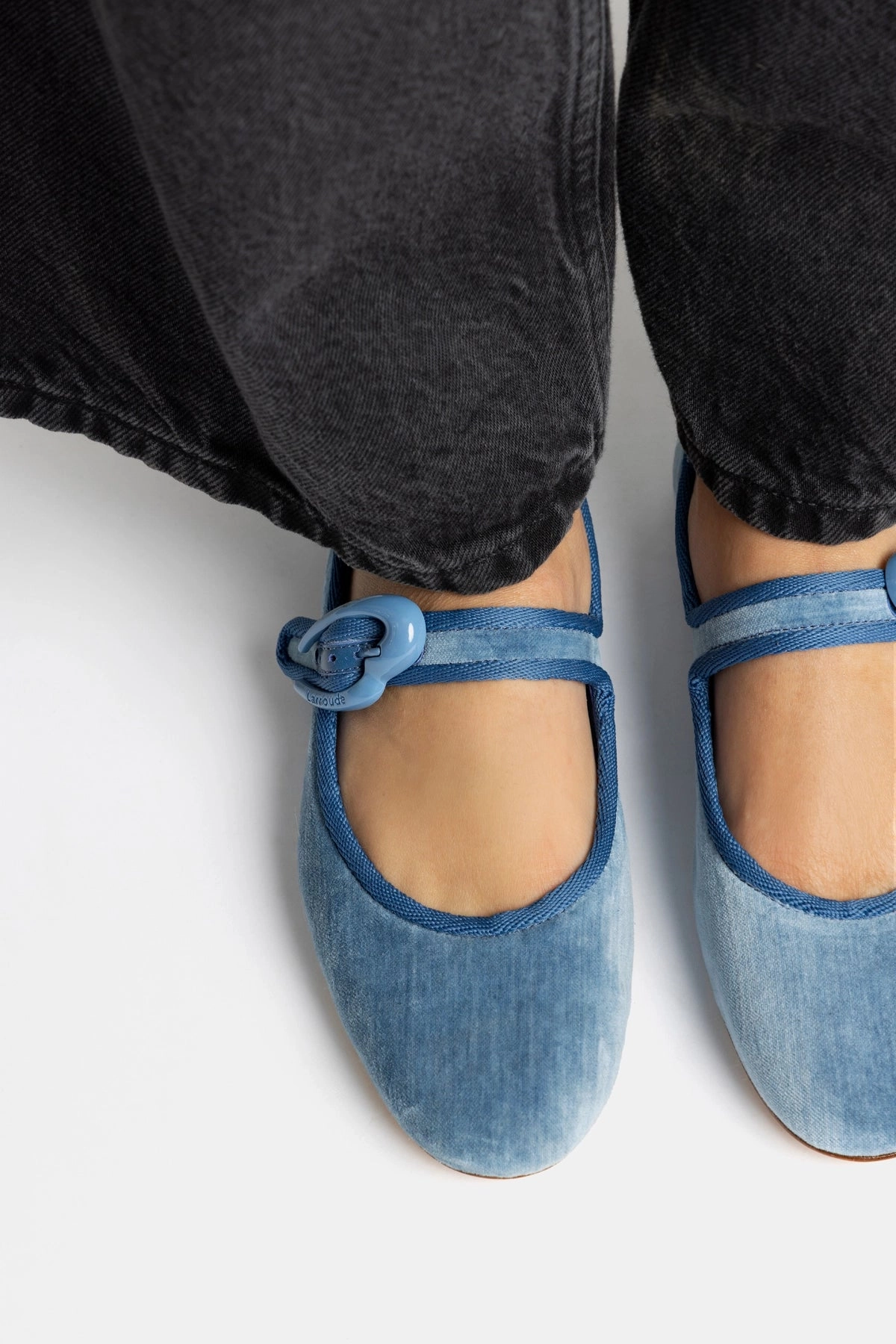 Verona Ballet Flat In French Blue Velvet Air Vent