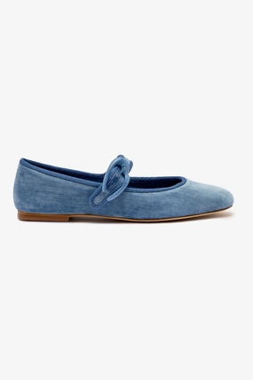 Zip Up Verona Ballet Flat In French Blue Velvet