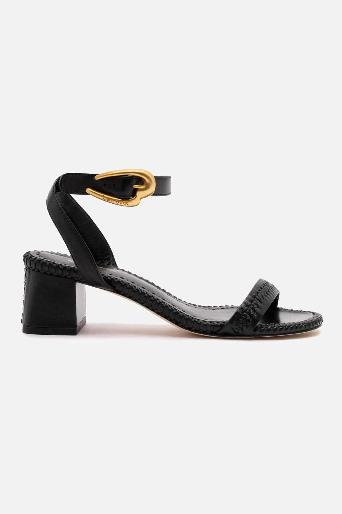 Verona Block Sandal In Black Leather Enhanced Traction Nodes
