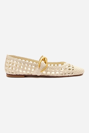 Easy Strap Reef Step Verona Macrame Ballet Flat In Ivory Leather