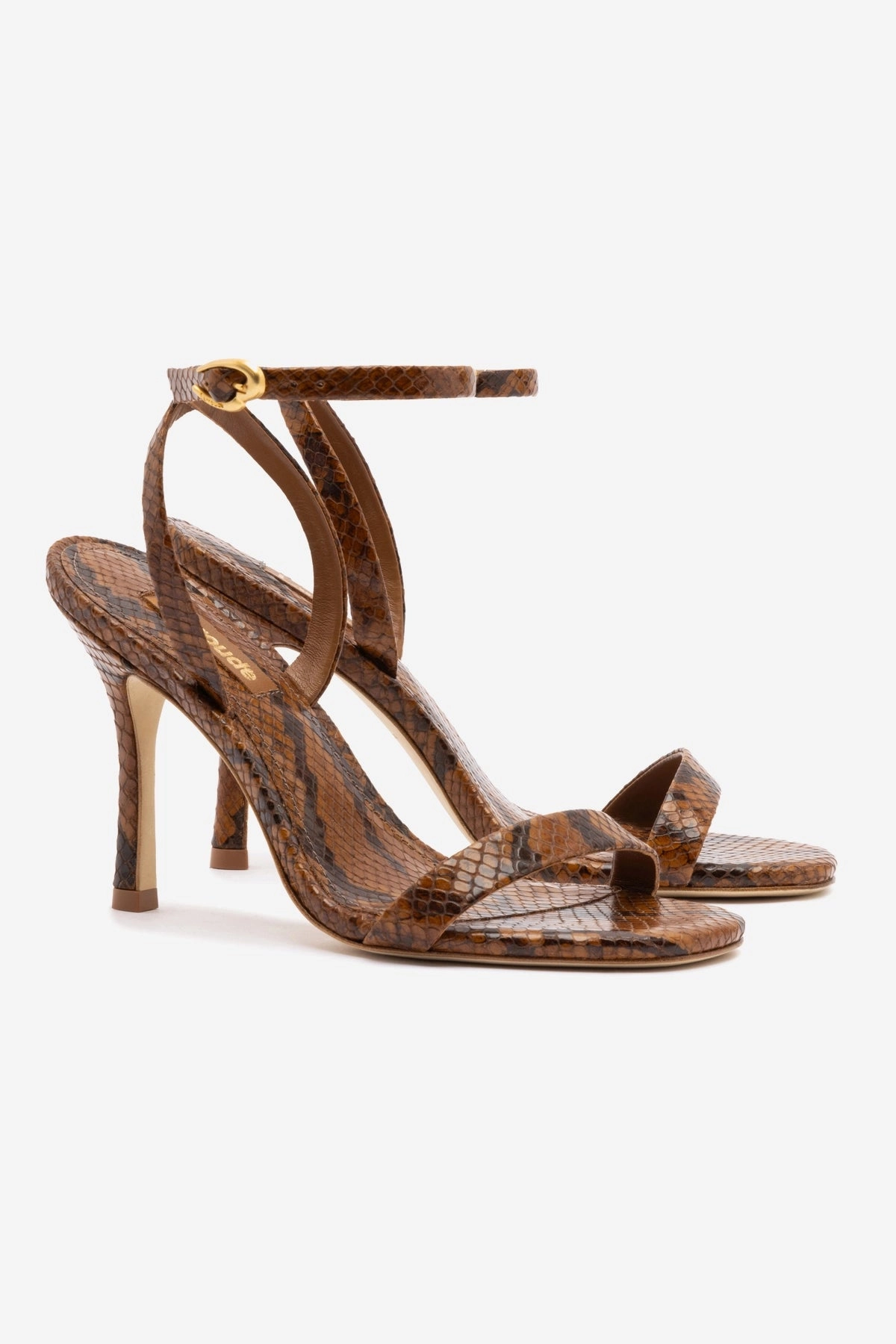 Veronina Sandal In Oud Python Embossed Leather Comfortable And Versatile