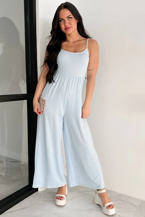 Light As Air Ribbed Wide Leg Jumpsuit (Ice Blue) Everyday Fresh