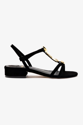 Tide Glow Shelly Flat Sandal In Black Suede