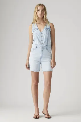 Zipper pockets Vest Romper